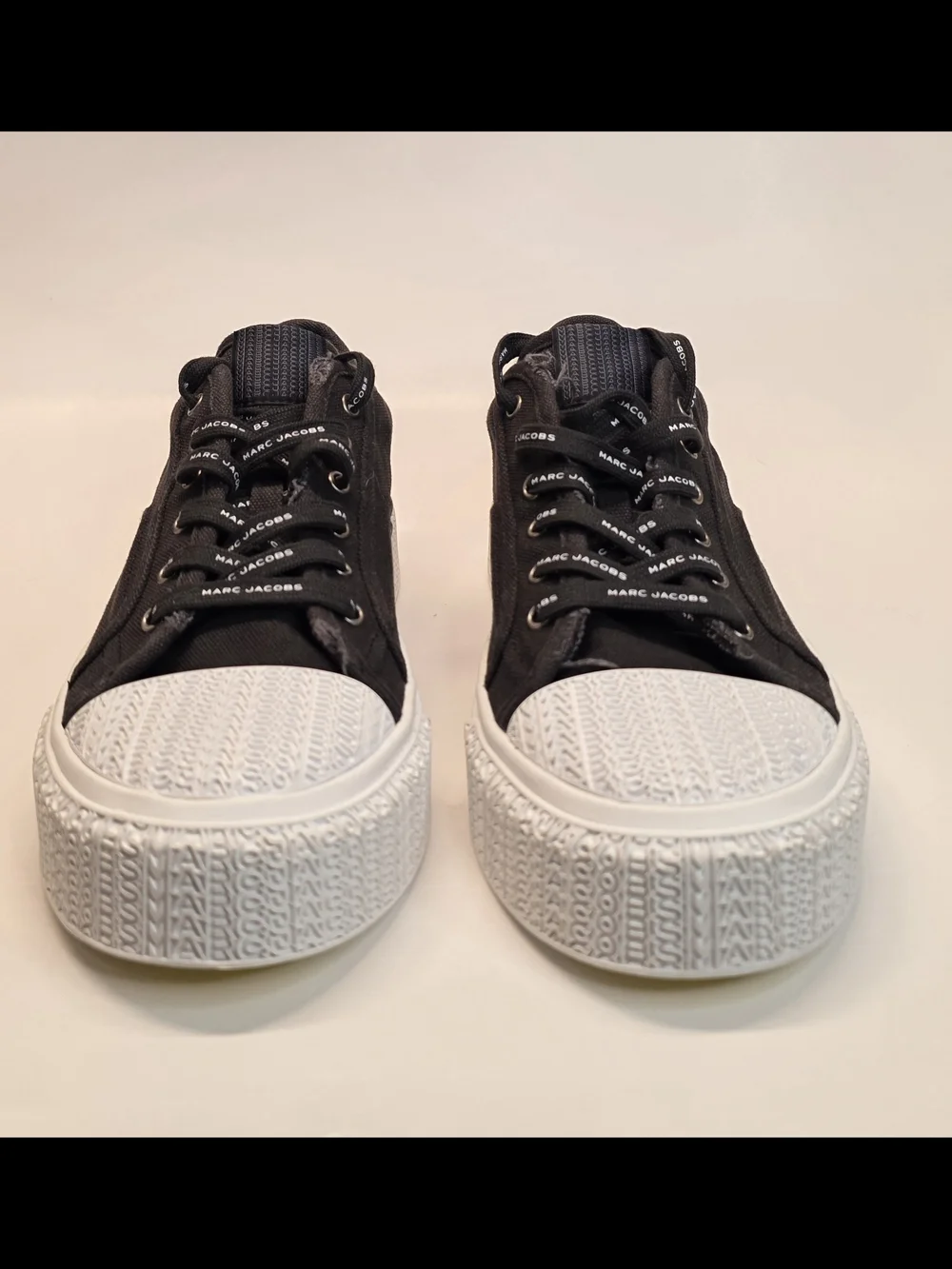 Marc Jacobs Black White  Canvas Sneakers  Lace Up Designer Shoes Men's 43 US 10